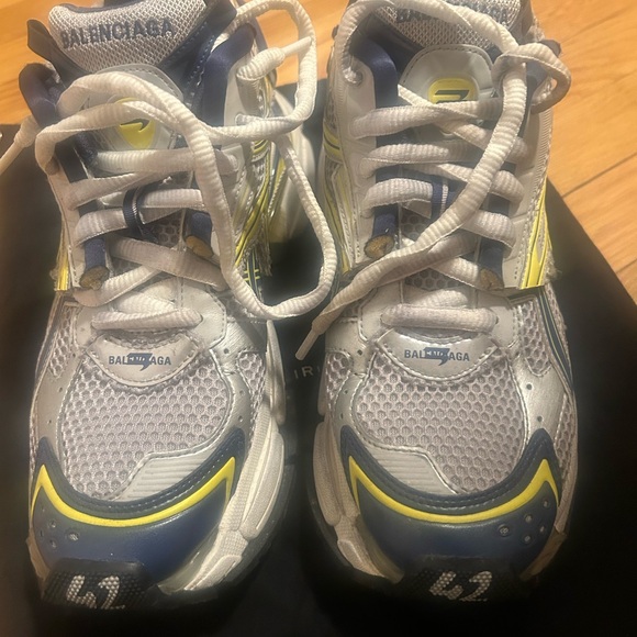 Balenciaga White and Blue Sneakers with Yellow Accents - Picture 1 of 1